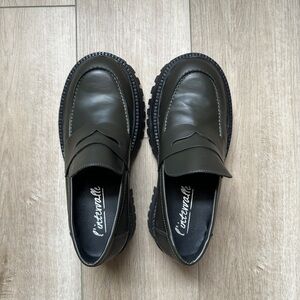 L'INTERVALLE Khaki Leather Loafers size 10